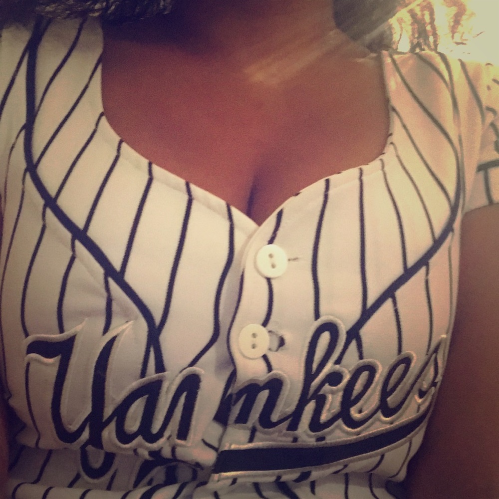 Yankees white blue pinstripe jersey dress